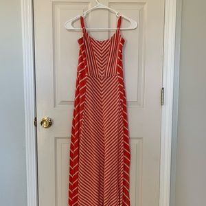 Coral Chevron Maxi Dress